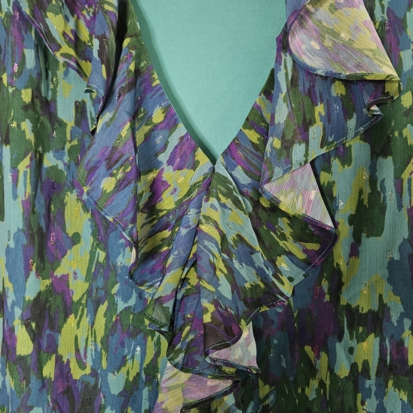 #16 Women's Multicolor Ruffle Blouse - Picture 2 of 2